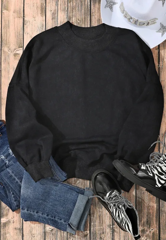 Mock Neck Dropped Shoulder Sweatshirt, image 2