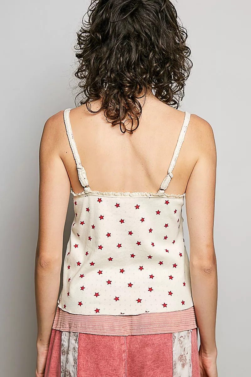 Star Printed Lightweight Ribbed Knit Cami, image 4