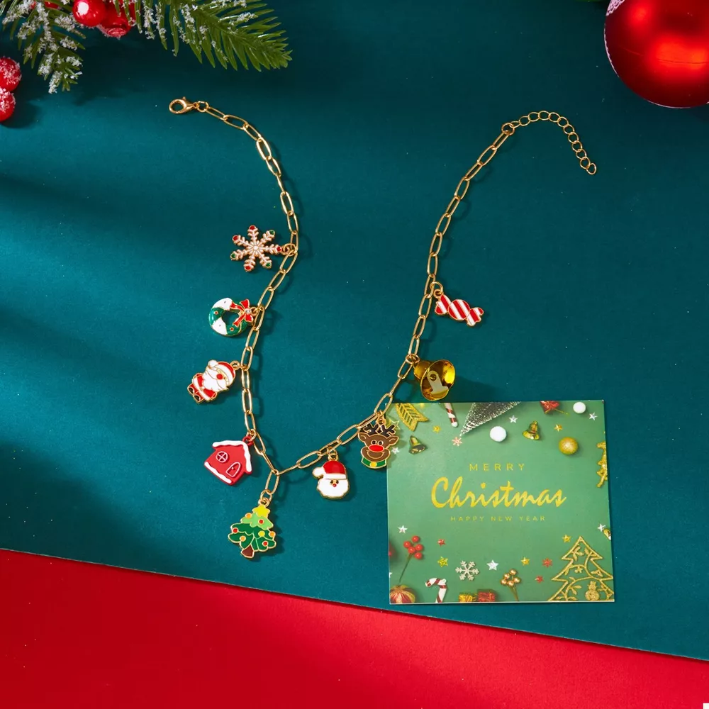 18K Gold-Plated Christmas Charm Necklace, image 4