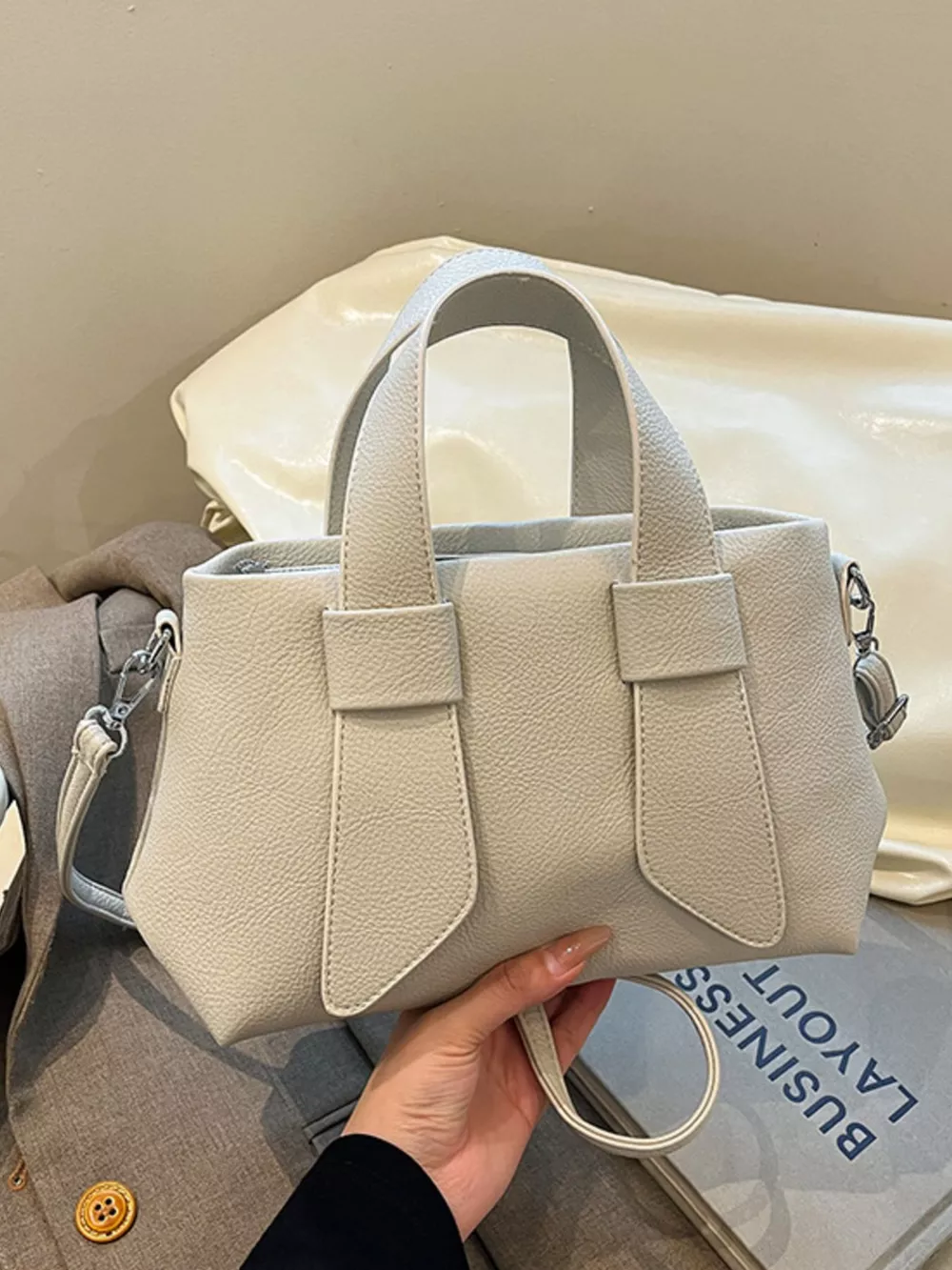 Textured Faux Leather Crossbody Bag, image 2