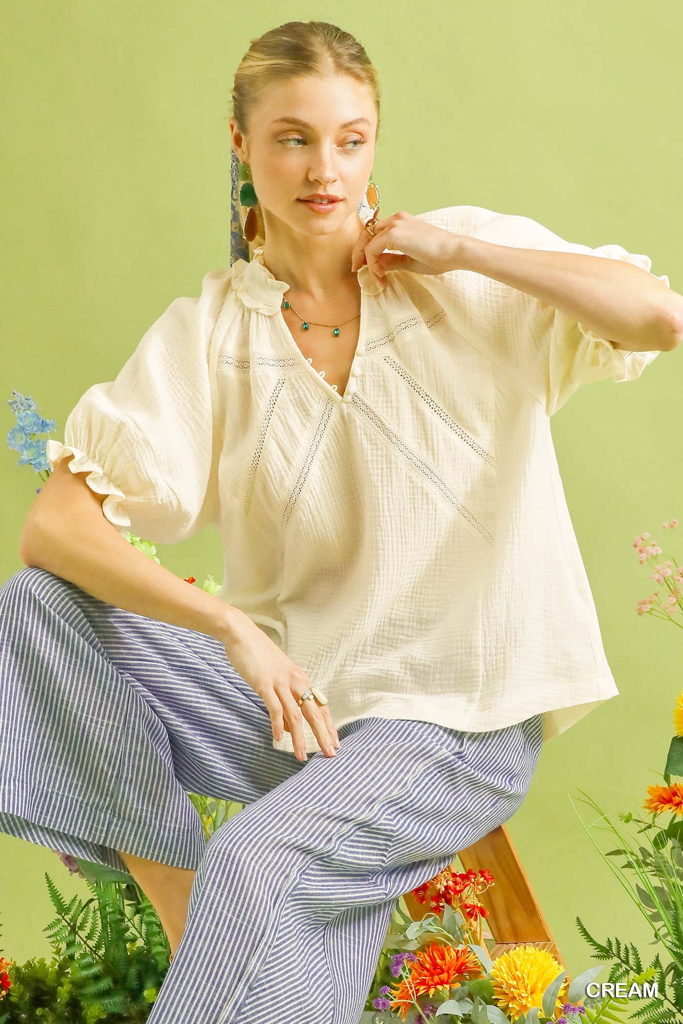 Cotton Gauze Ruffle Top, image 2