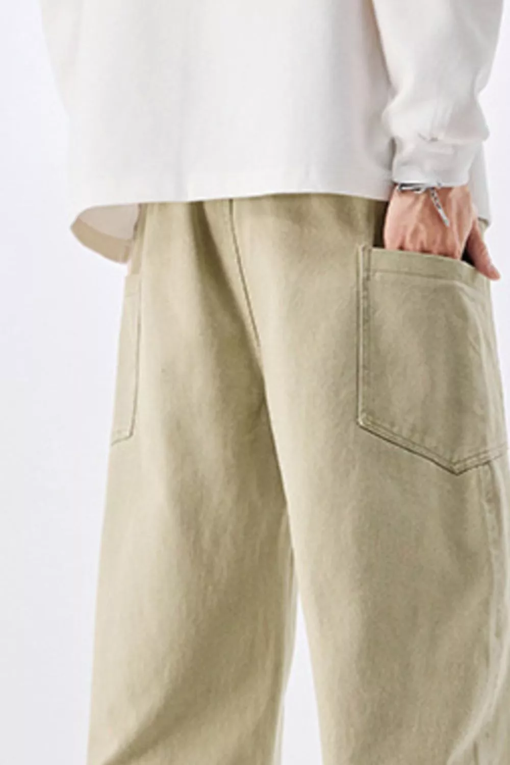 Men's Plus Size Loose Fit Drawstring Waist Jeans, image 6