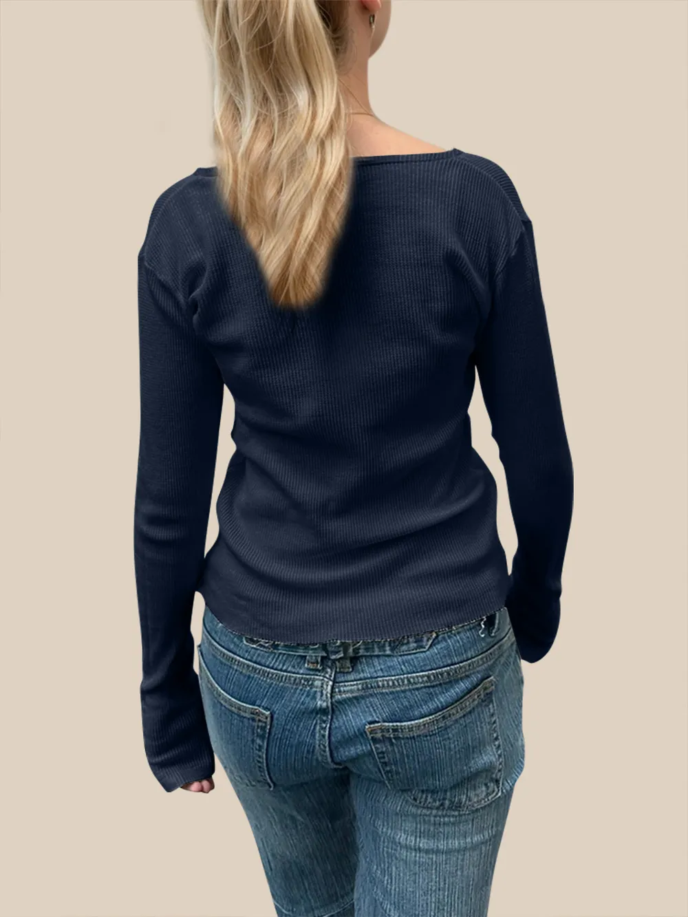 Quarter Button Long Sleeve T-Shirt, image 7