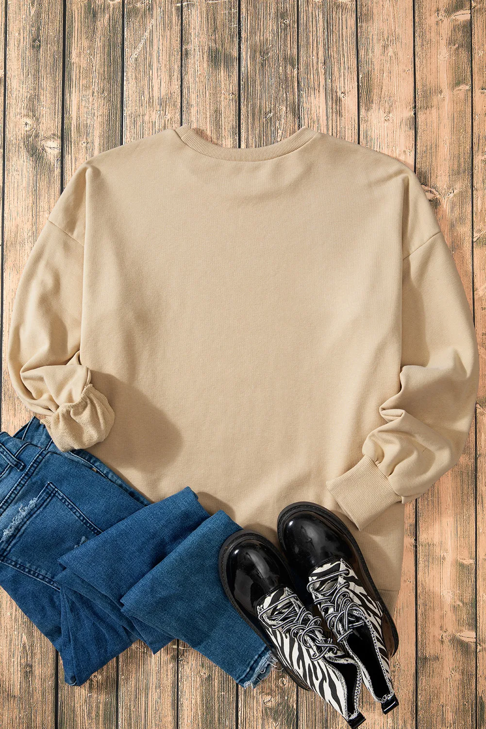 High-Low Round Neck Long Sleeve Sweatshirt, image 7