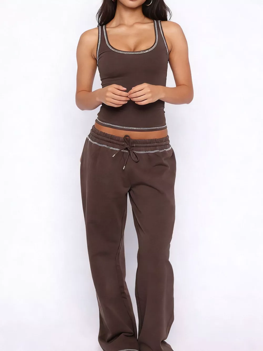 Scoop Neck Tank Top and Drawstring Pants Set, image 6