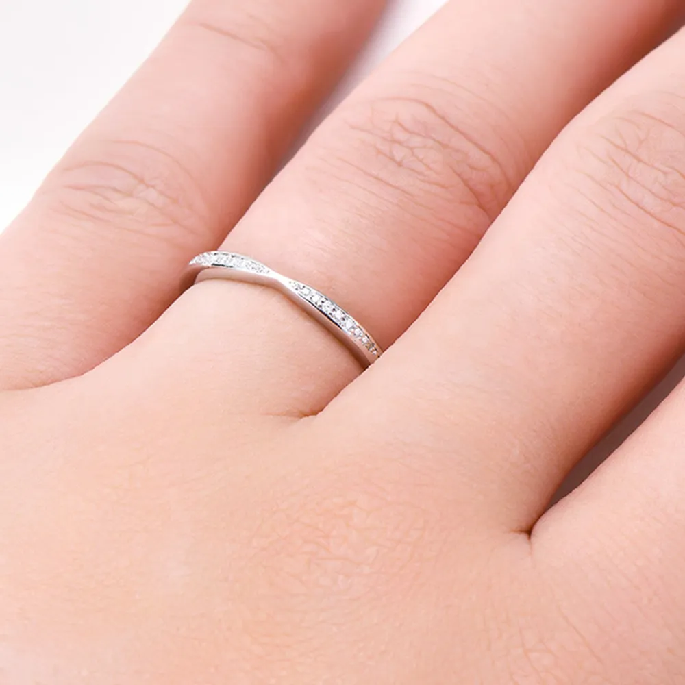 925 Sterling Silver Inlaid Moissanite Ring, image 5