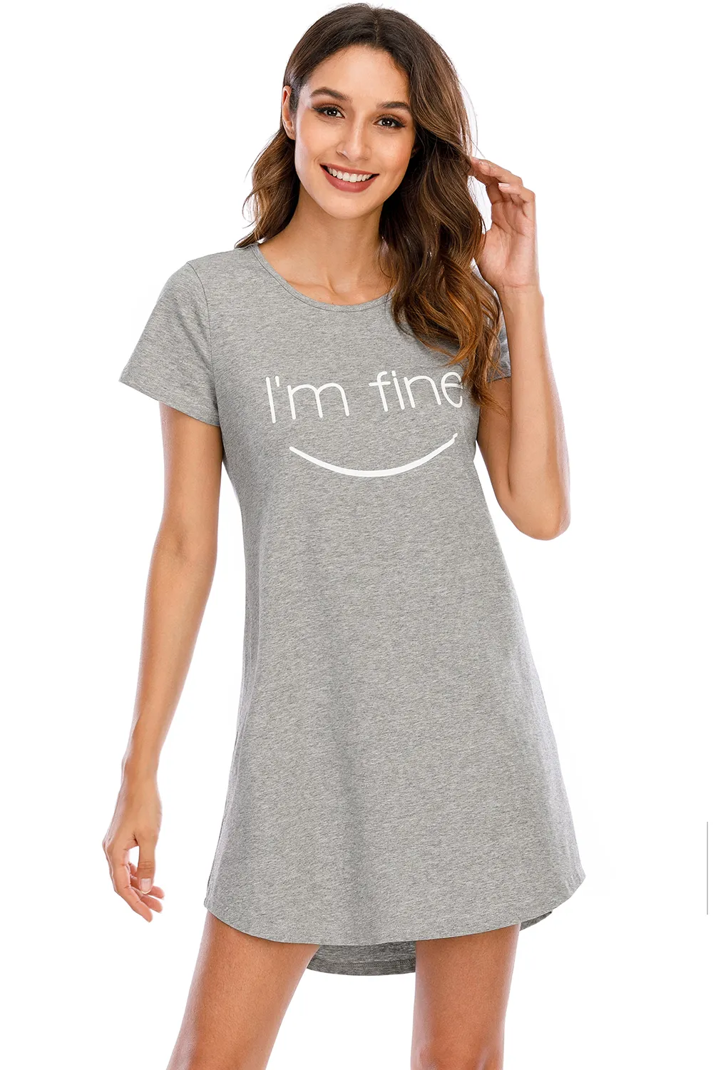 Graphic Round Neck Short Sleeve Lounge Dress, image 6
