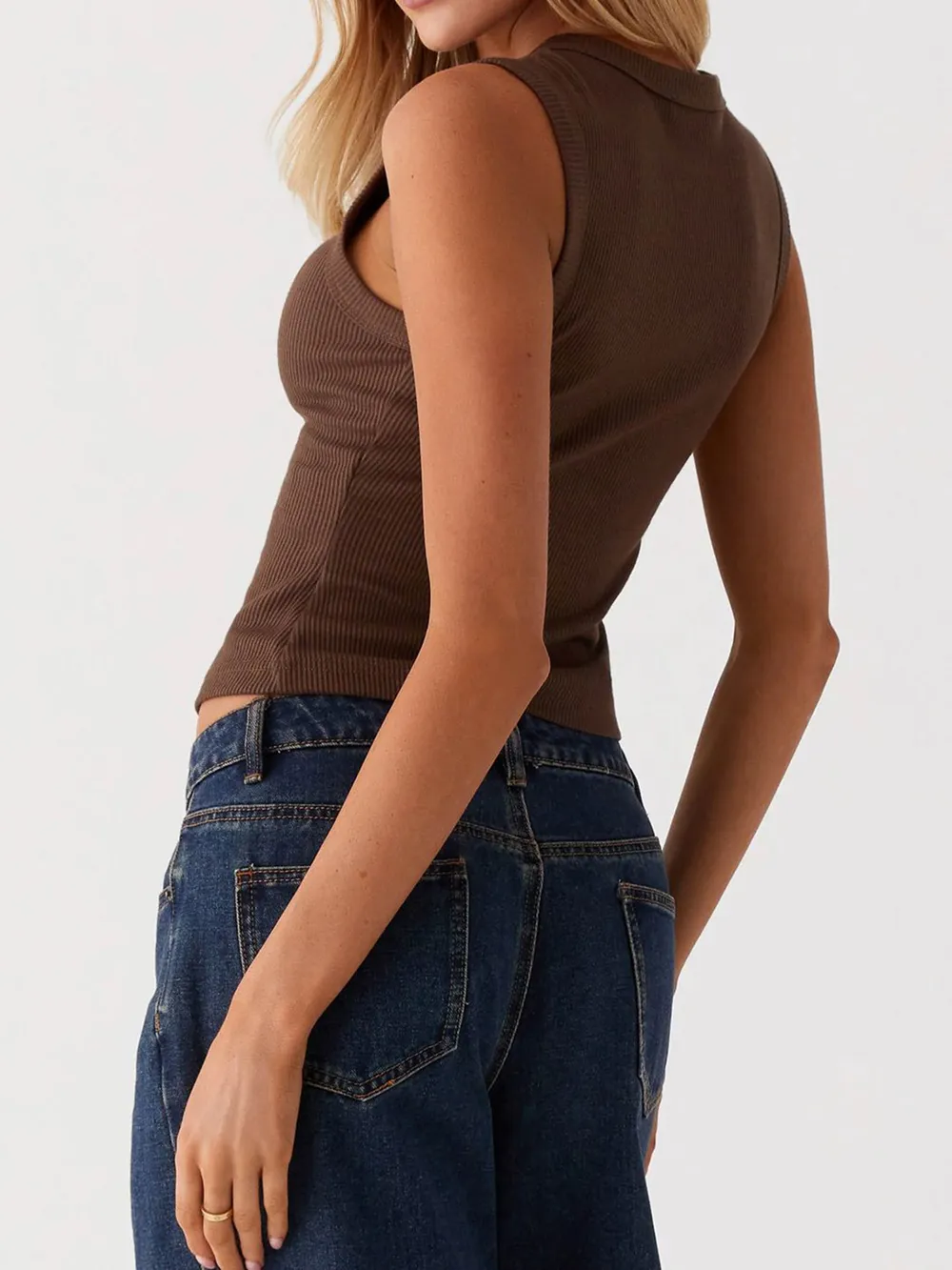 Button Up Round Neck Tank, image 12
