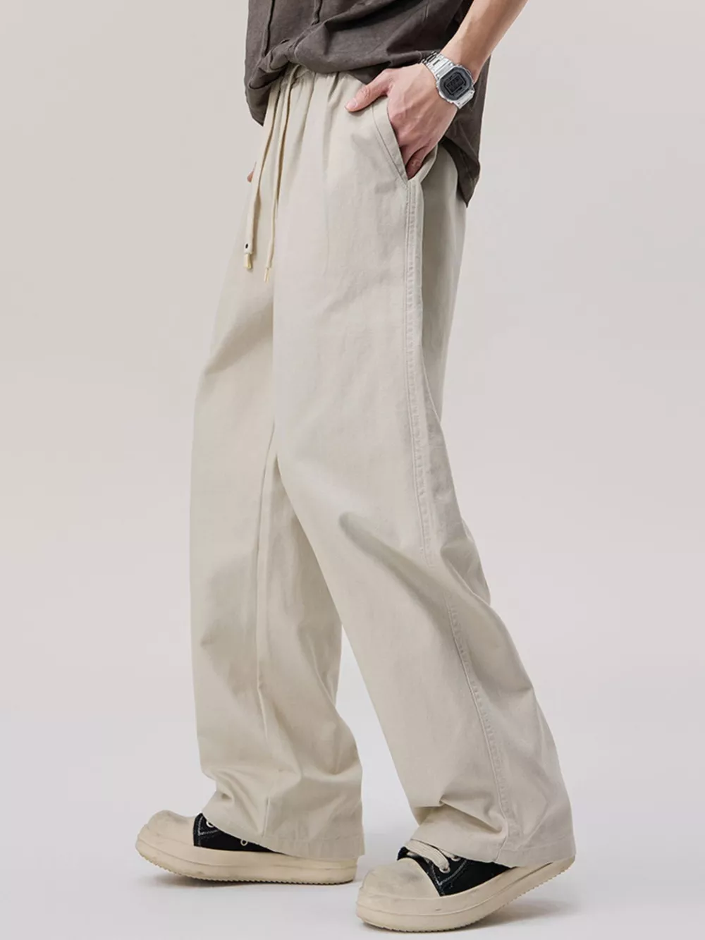 Men's Casual Wide-Leg Drawstring Pants, image 2