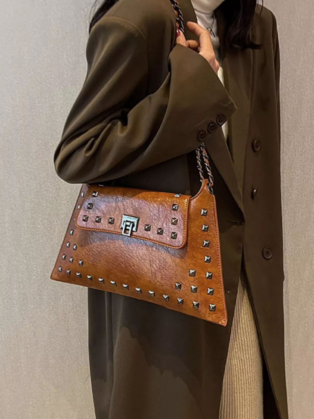 Studded Flap Chain Shoulder Bag, image 5