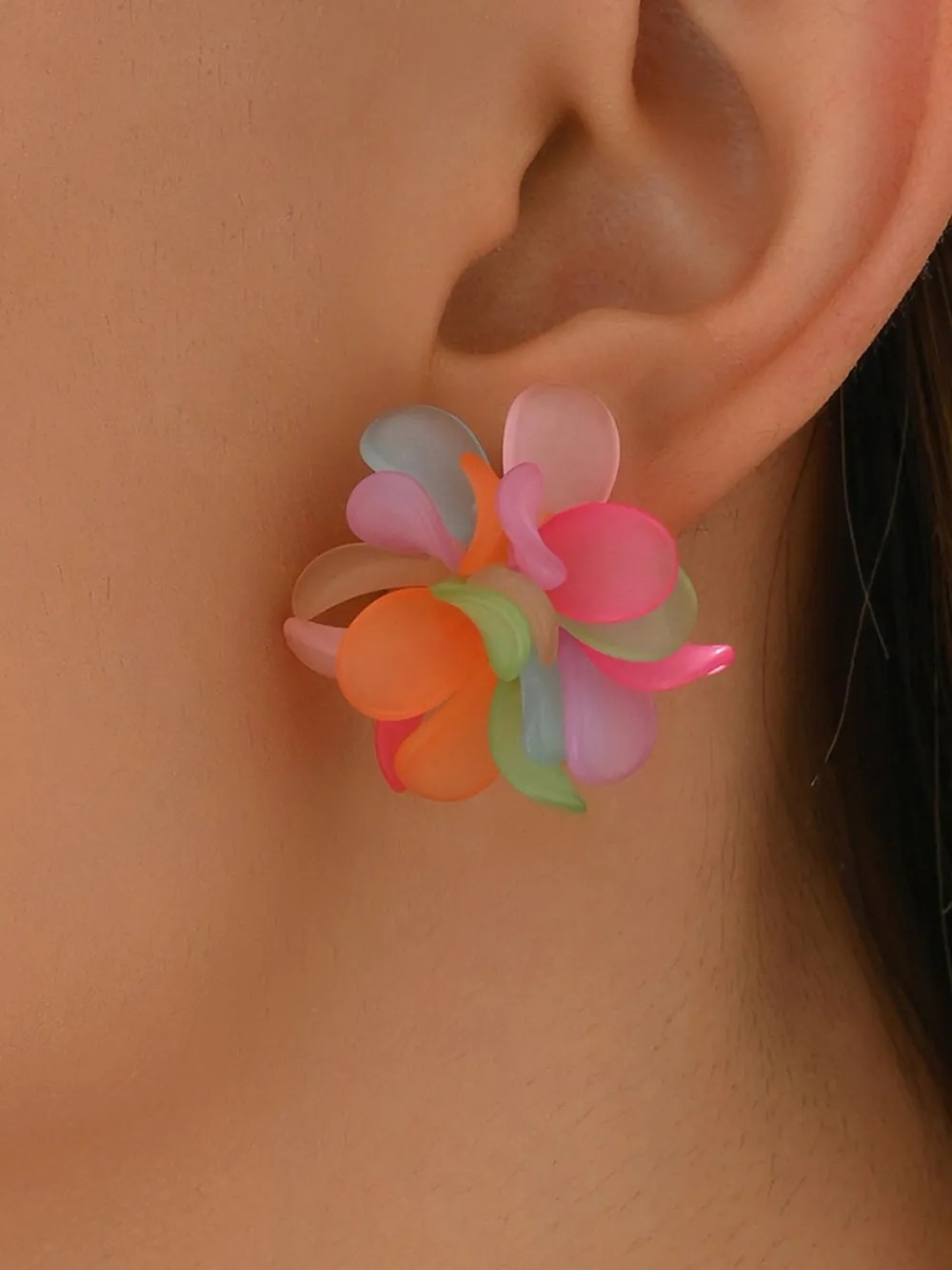 Acrylic Colorful Flower Stud Earrings, image 2