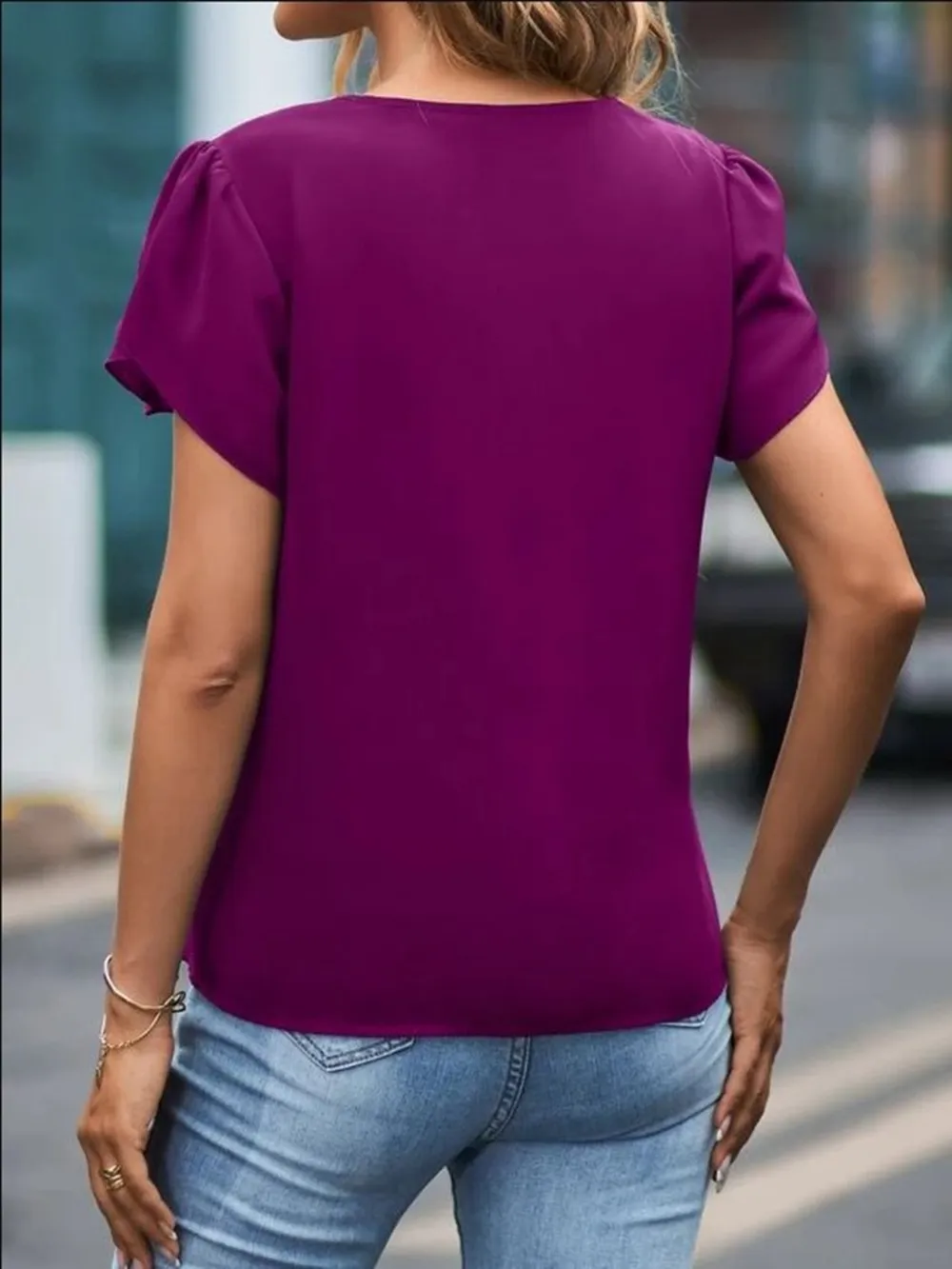 V-Neck Petal Sleeve Blouse, image 20