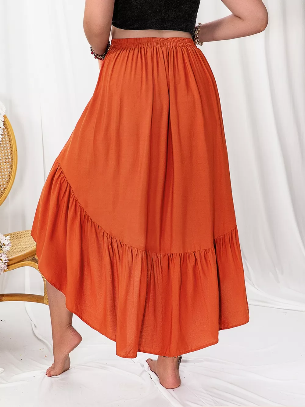 Plus Size Ruffled High-Low Skirt, image 4