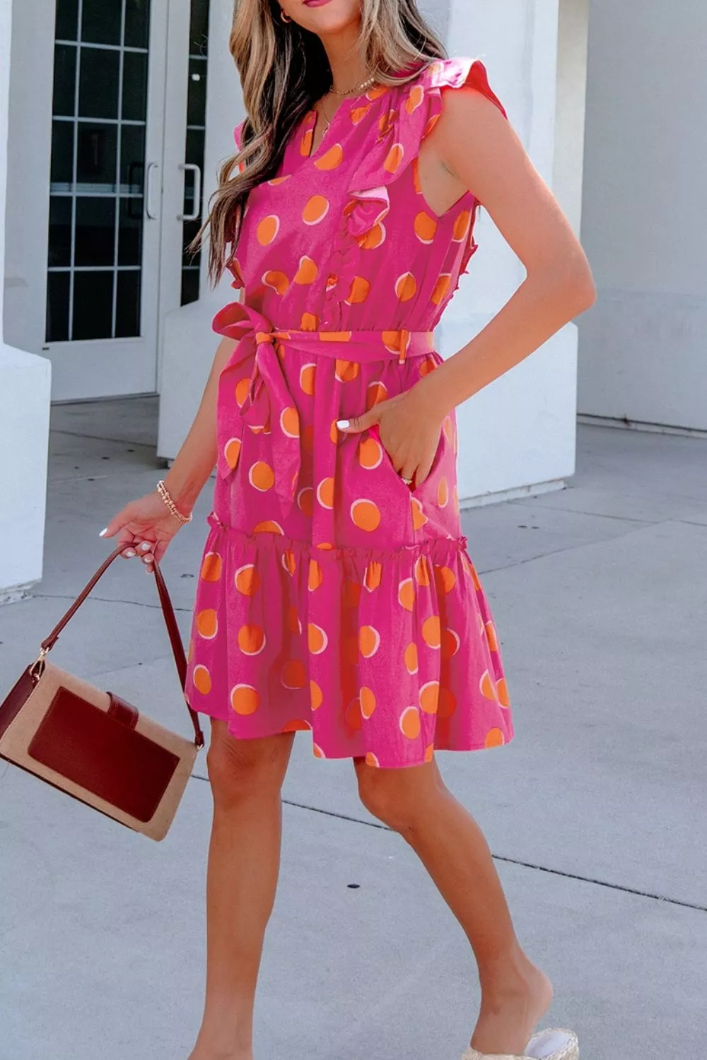 Ruffle Sleeve Polka Dot Mini Dress, image 7