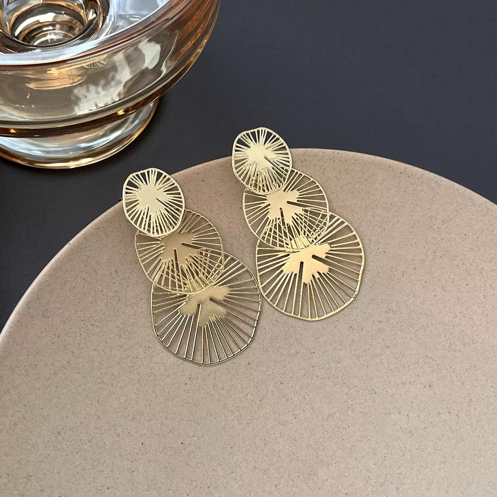 18K Gold-Plated Geometric Drop Earrings, image 2