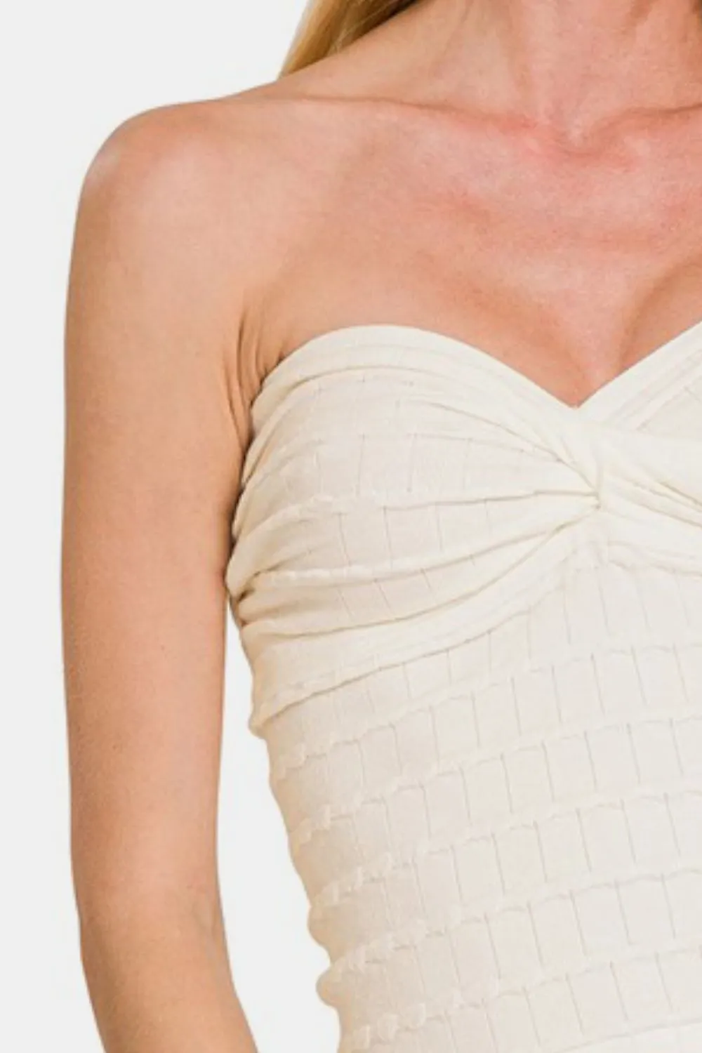 Ruched Twisted Sweetheart Neck Top, image 2