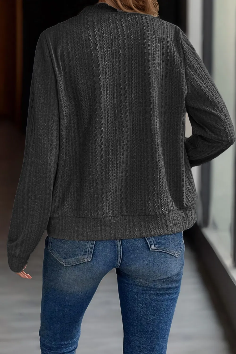 Baseball Collar Zip Up Long Sleeve Jacket, image 5