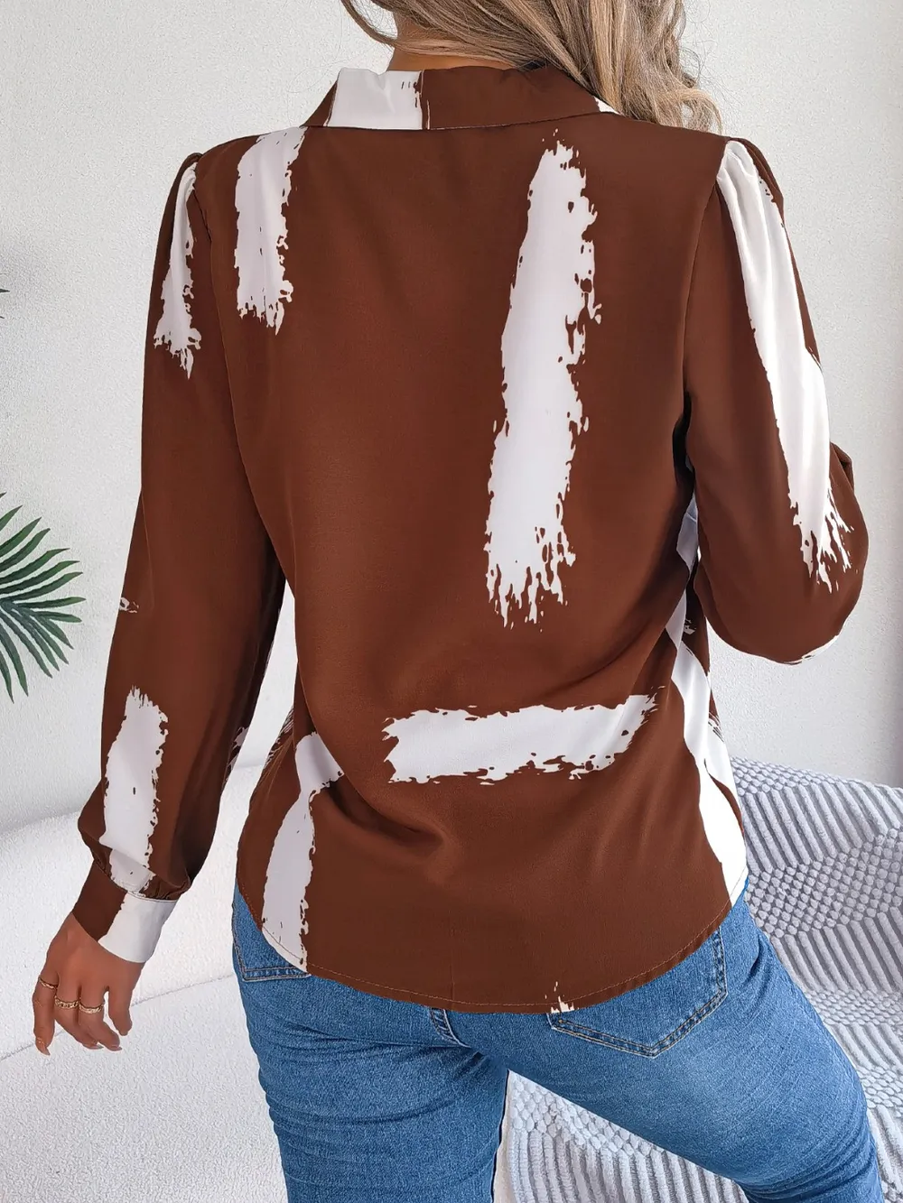 Printed Collared Neck Button Up Shirt, image 8
