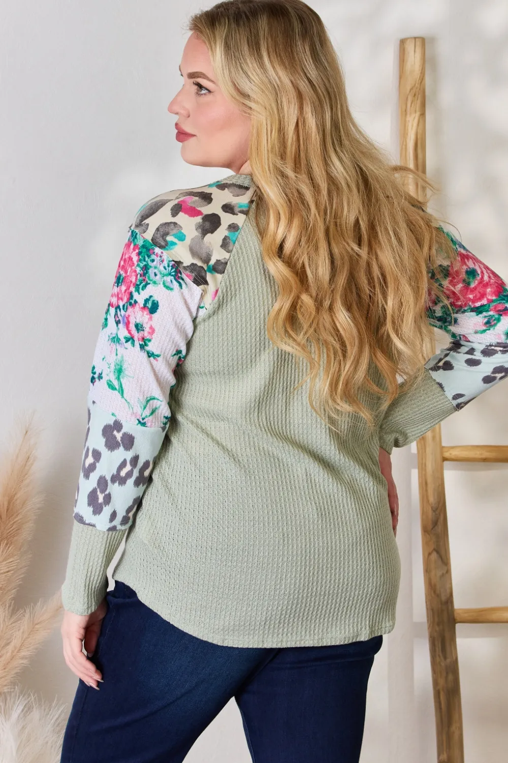 Full Size Printed Round Neck Blouse, image 9