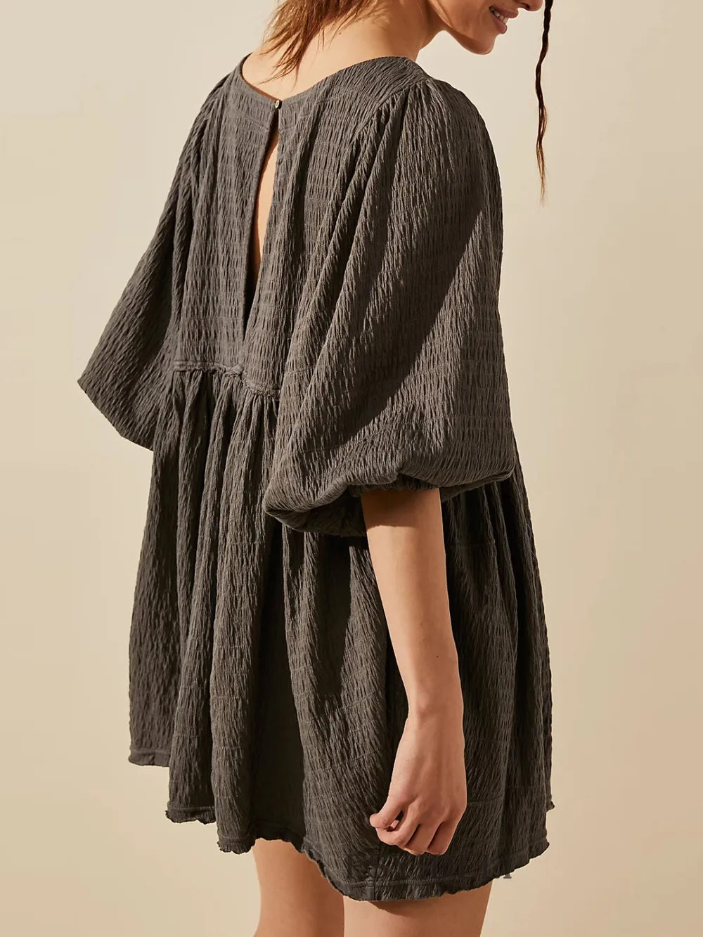 Cutout Textured Long Sleeve Mini Dress, image 13