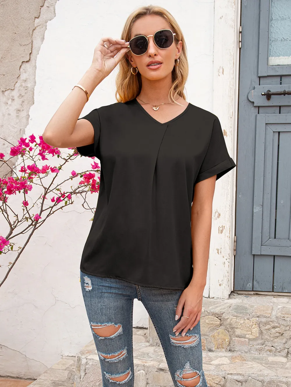 V-Neck Short Sleeve T-Shirt, image 5