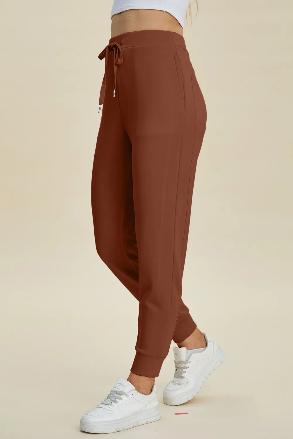 Full Size Air Scuba Drawstring High Waist Joggers, image 3