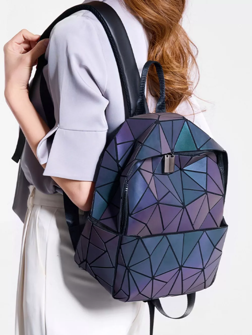 Geometric Adjustable Straps Backpack Bag, image 3