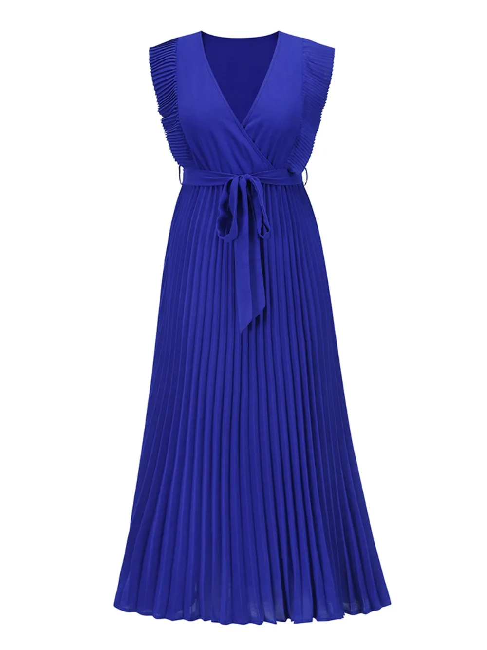 Tied Surplice Cap Sleeve Pleated Dress, image 26