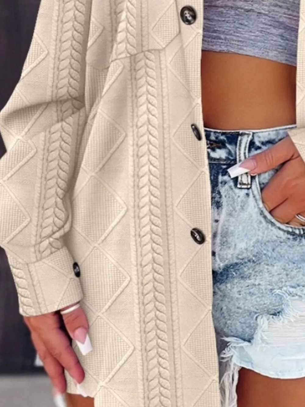 Button Up Long Sleeve Knit Outerwear, image 6