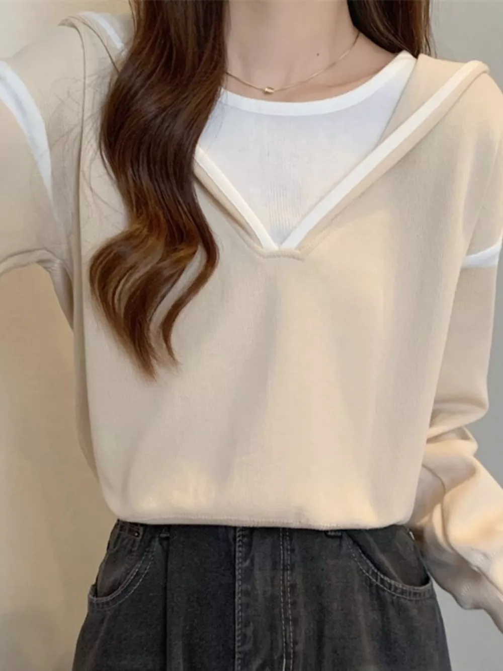 Contrast Trim Hooded Sweater, image 5
