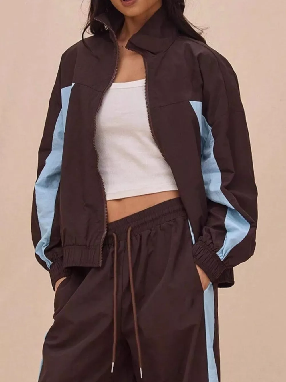 Color-Block Tracksuit and Wide-Leg Pants Set, image 9
