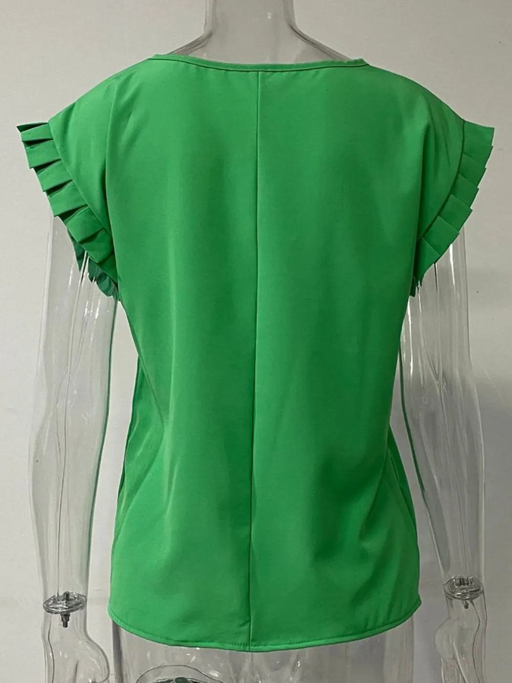 Ruffled Round Neck Cap Sleeve Blouse, image 2