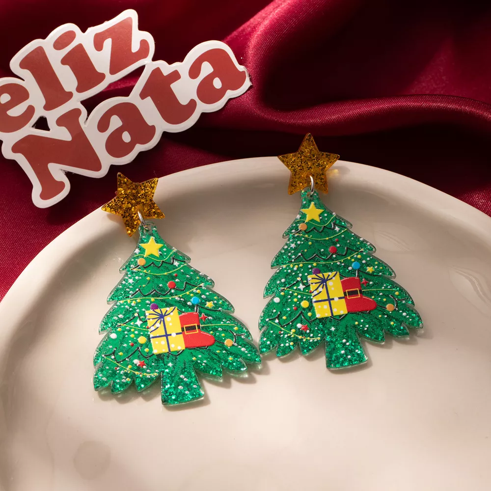 Acrylic Christmas Tree Earrings, image 4