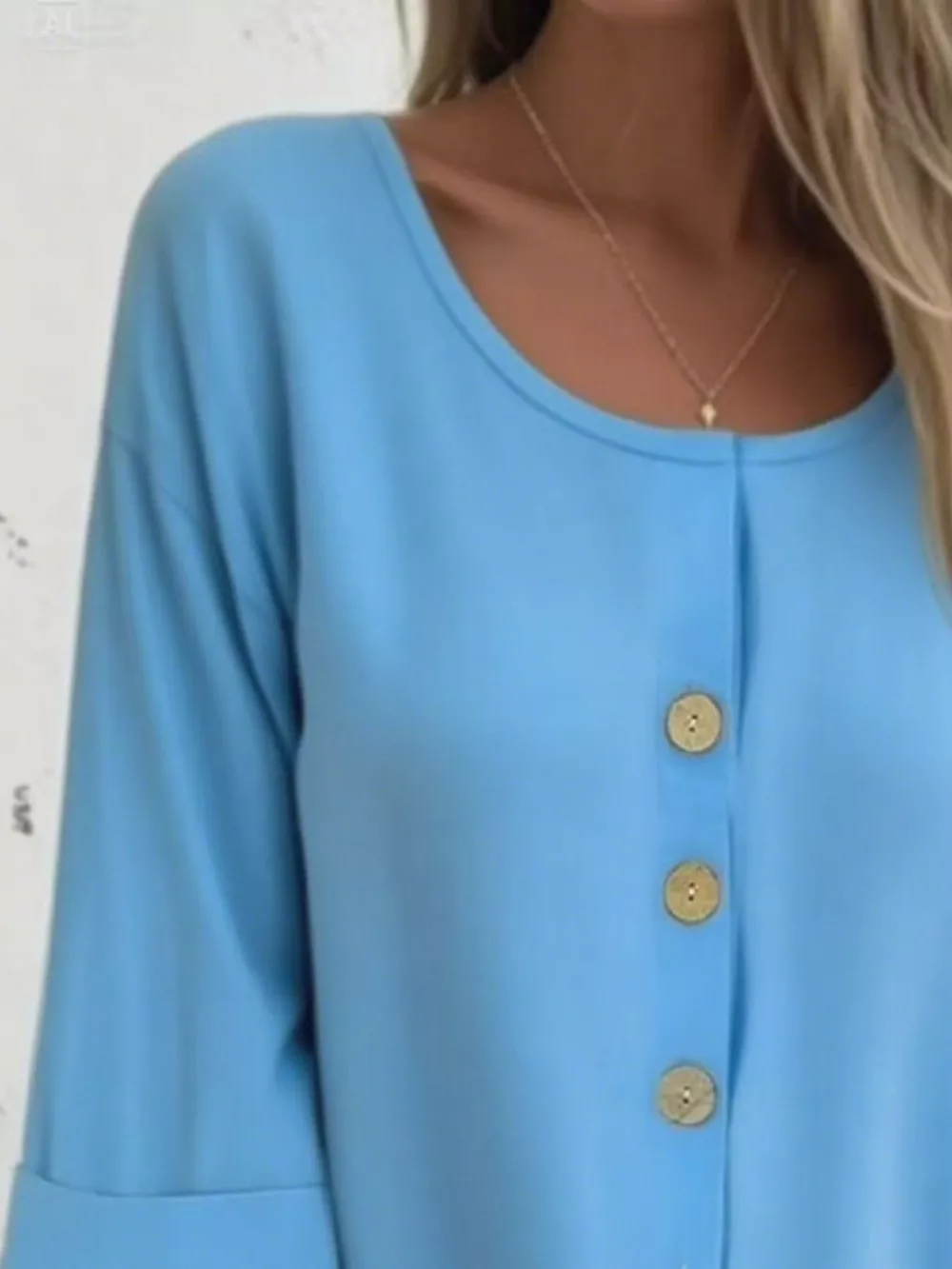 Full Size Button-Front 3/4 Sleeve Casual Blouse Plus Size, image 2