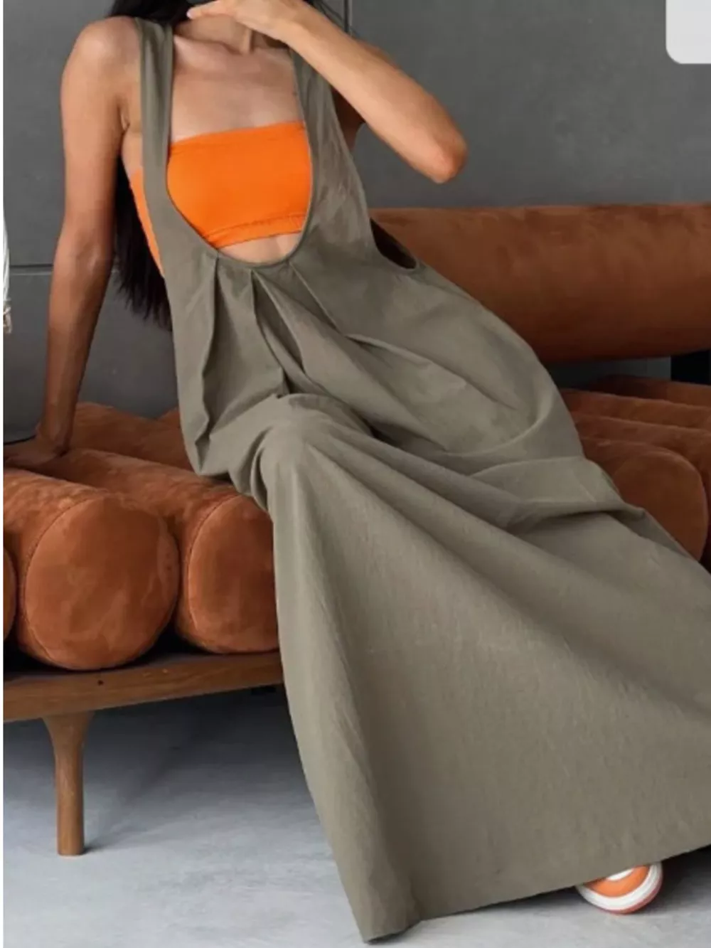 Pleated Overall Dress with Pockets, image 9