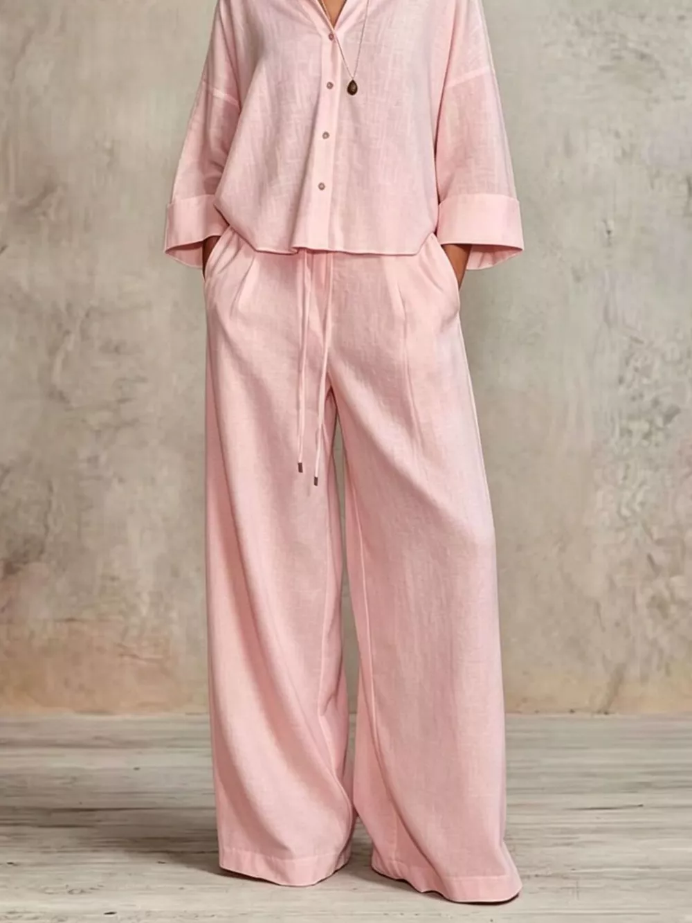 Full Size Button-Down Shirt and Wide-Leg Pants Set Plus Size, image 18