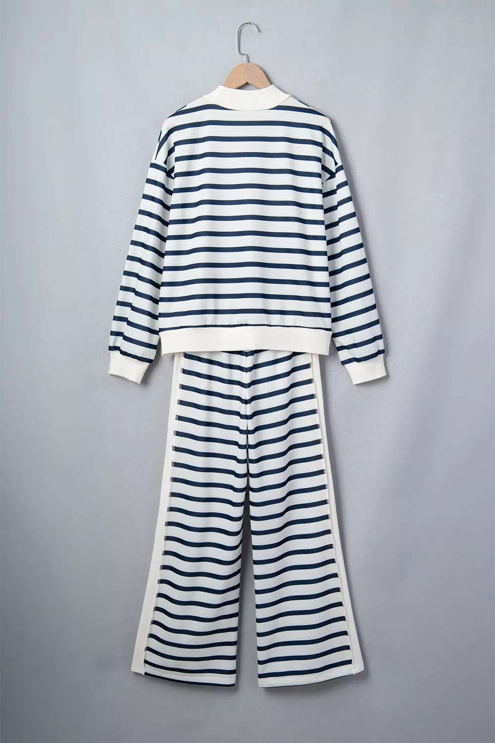 Striped Long Sleeve Top and Wide-Leg Pants Set, image 8