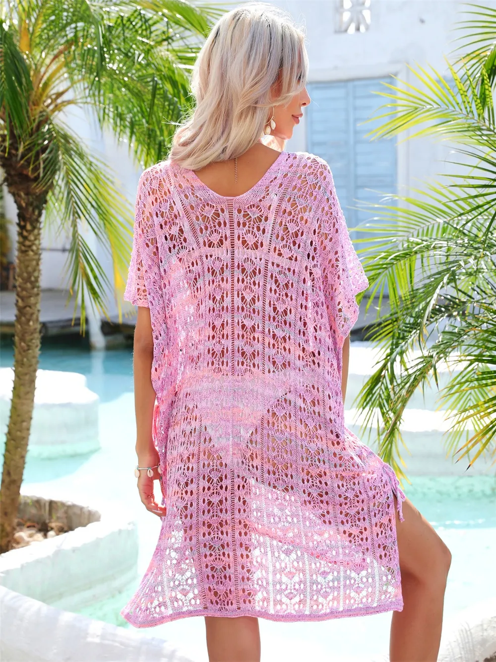 Slit Openwork V-Neck Cover Up, image 3