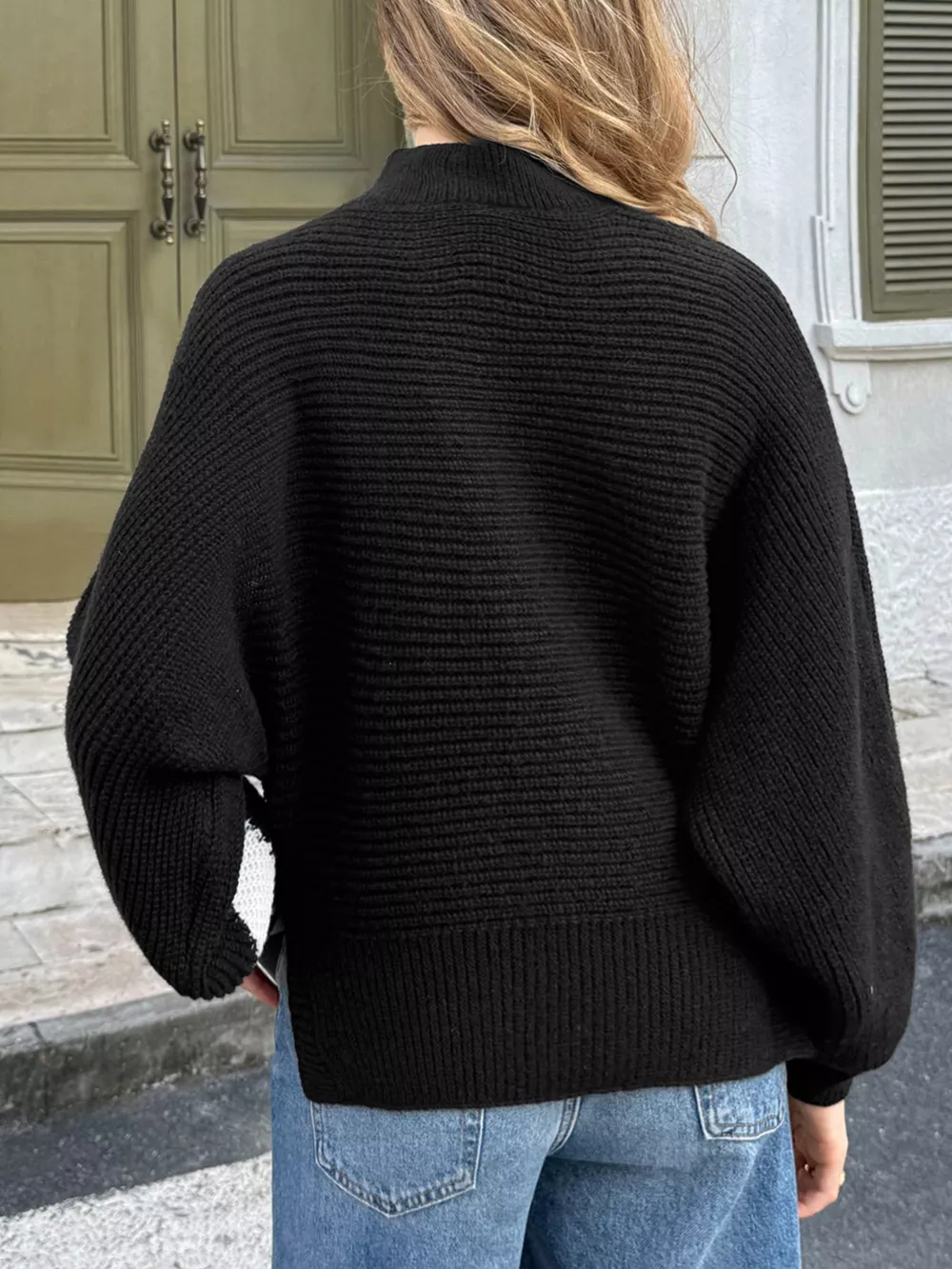 Zigzag Pattern Mock Neck Sweater, image 5