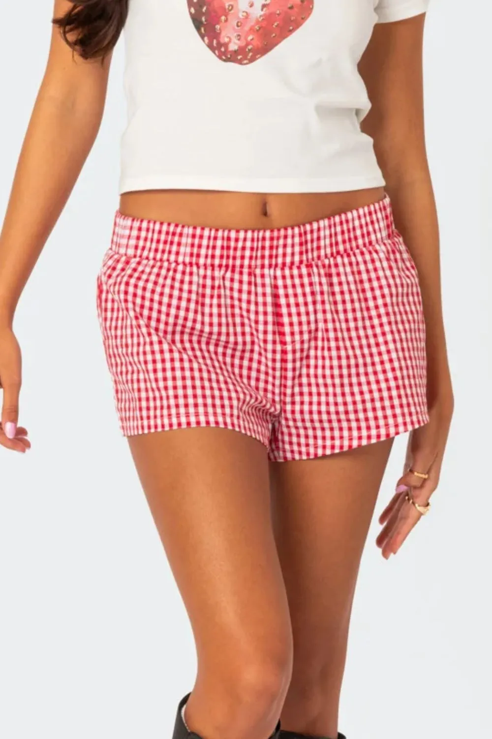 Plaid Elastic Waist Shorts, image 3