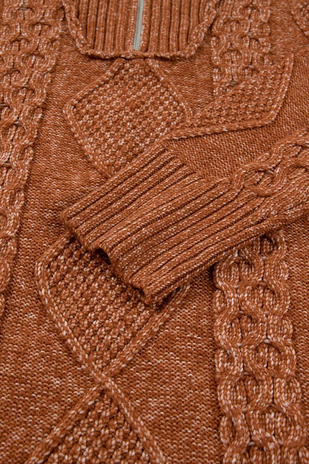 Zip-Up Cable Knit Drop Shoulder Sweater Dress, image 12