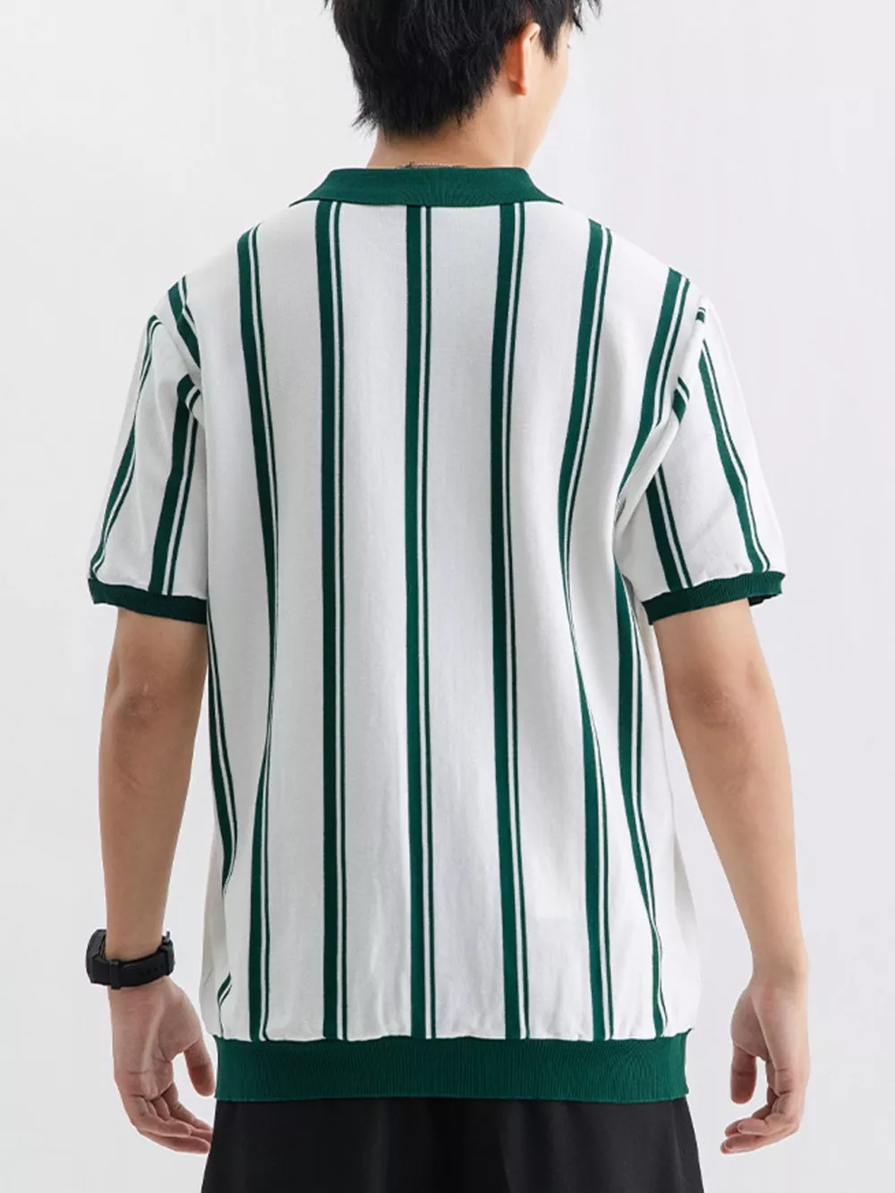 Men's Plus Size Striped Short Sleeve Polo, image 4