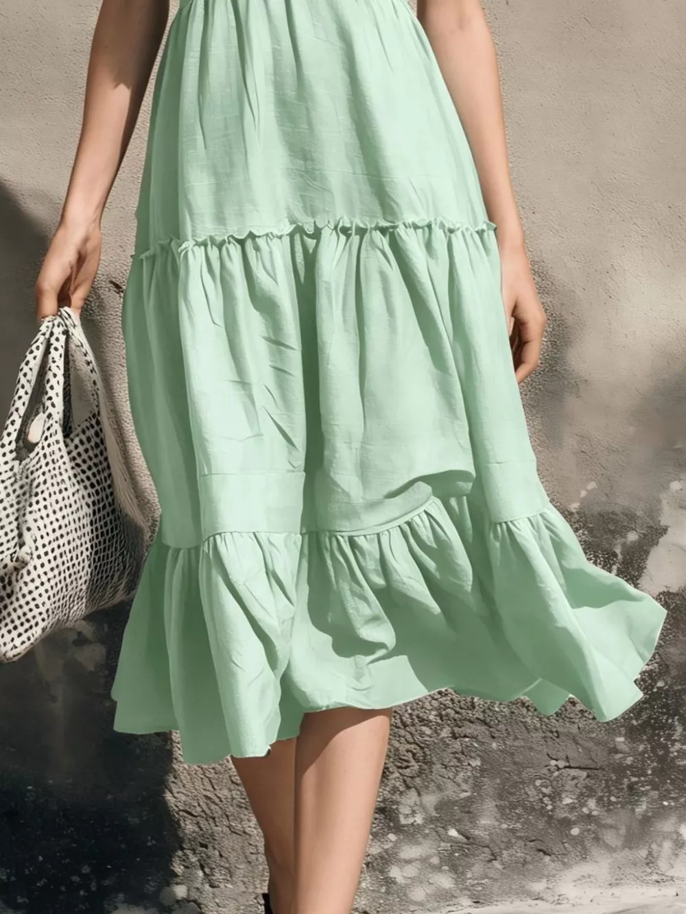 Full Size Ruffled V-Neck Tiered Midi Dress Plus Size, image 12