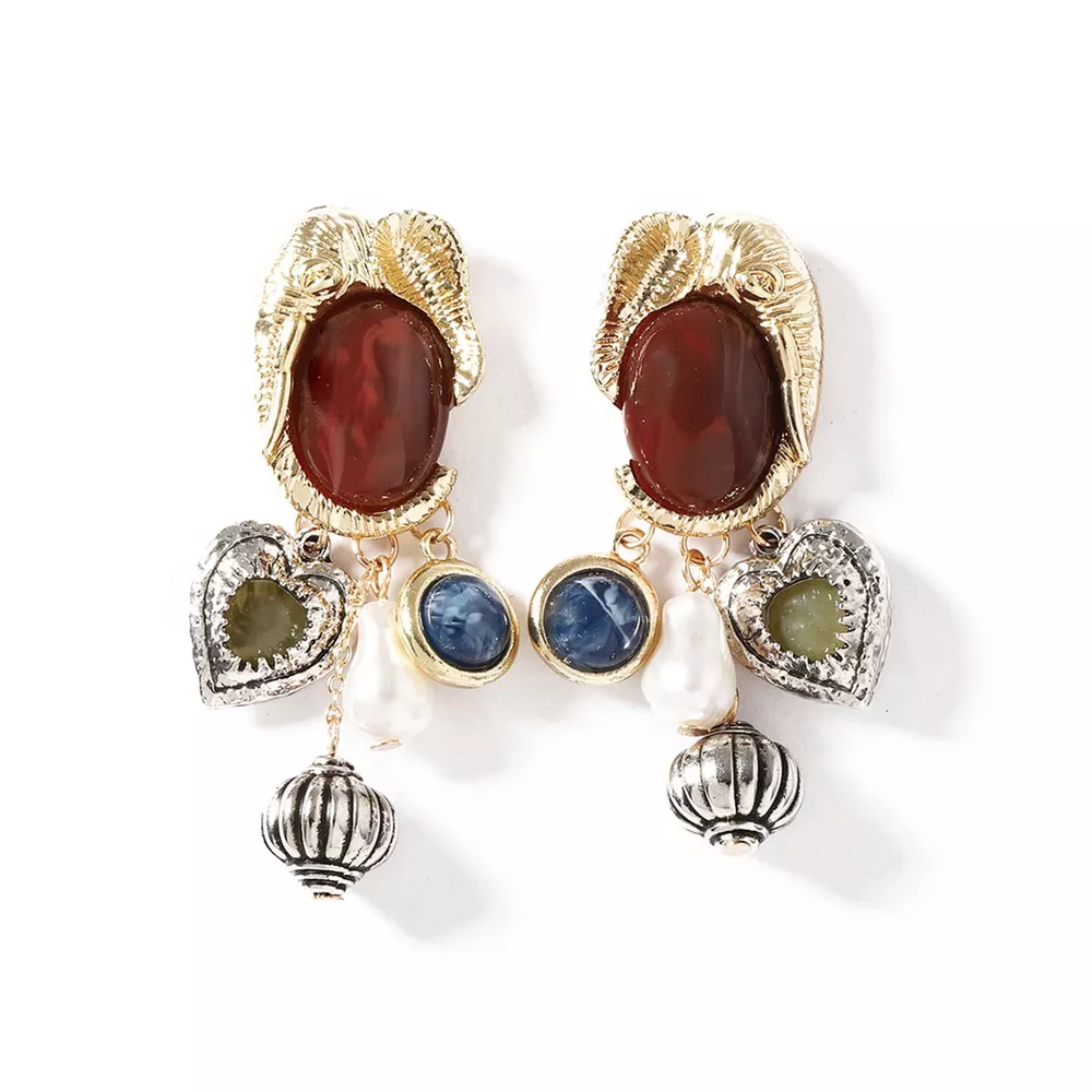 Zinc Alloy Heart Dangle Earrings, image 4