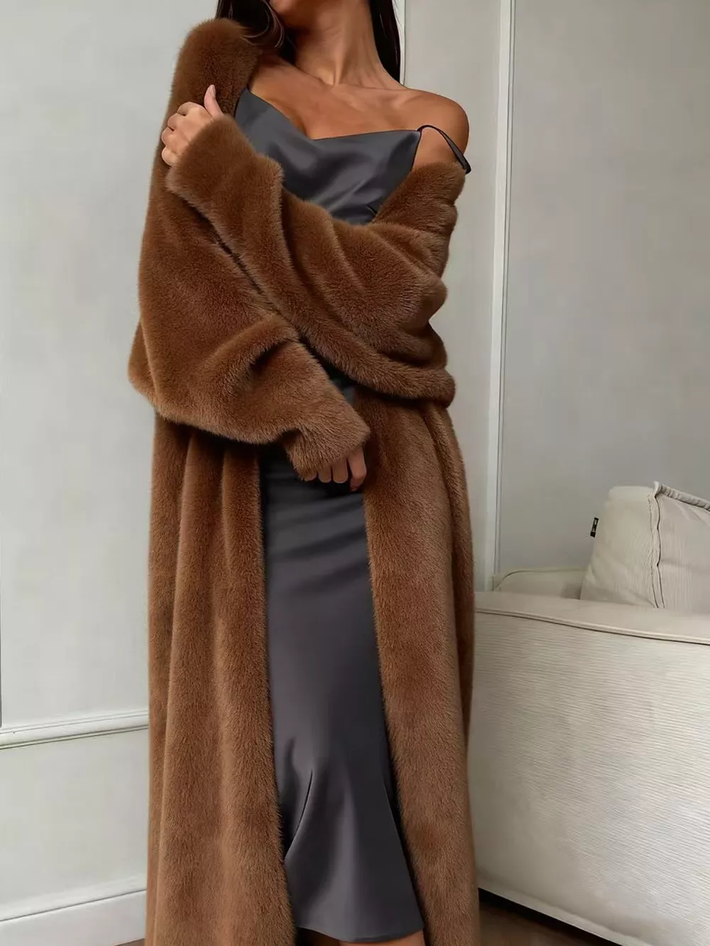 Fuzzy Open Front Longline Cardigan, image 6