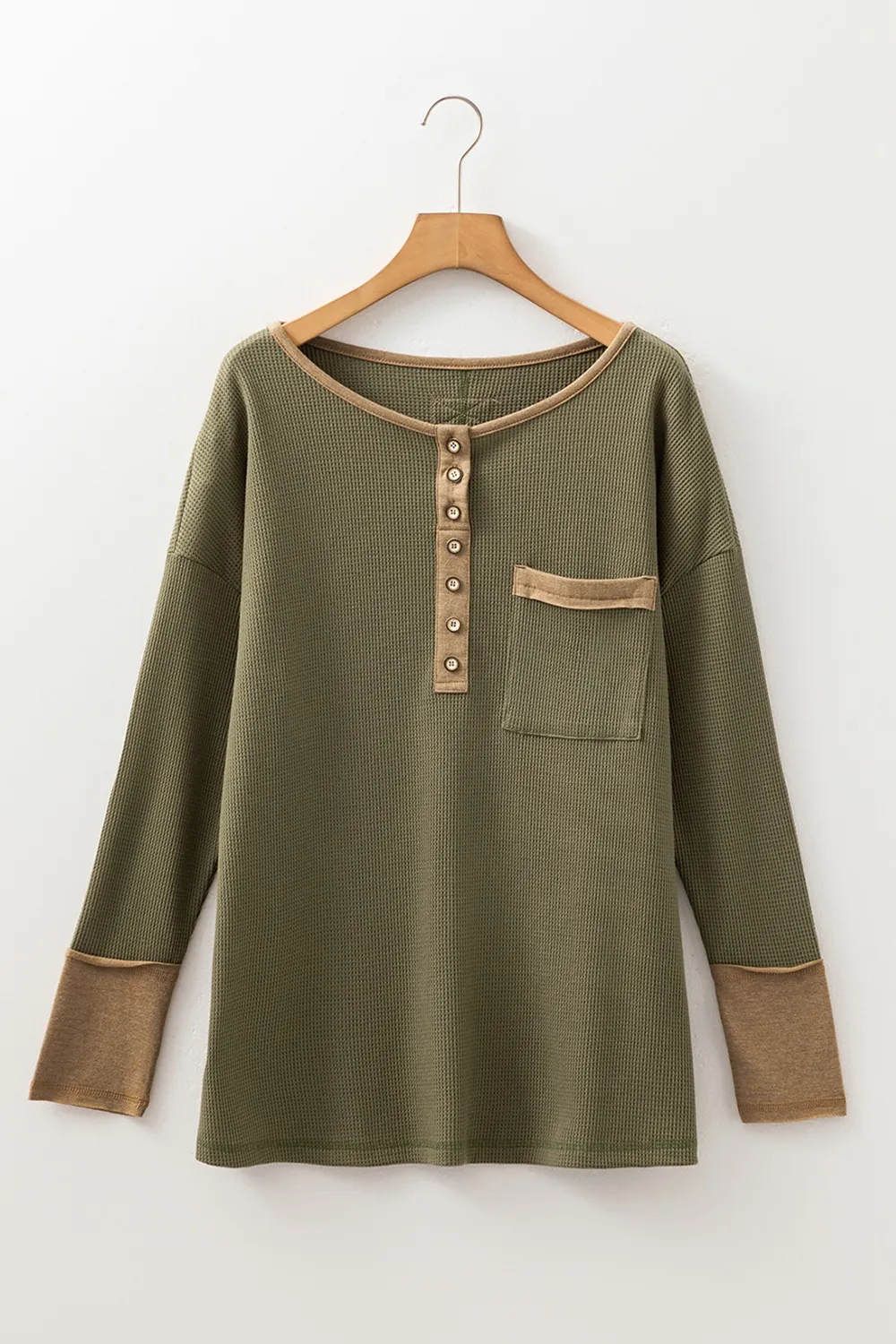 Button Front Contrast Trim Top, image 4