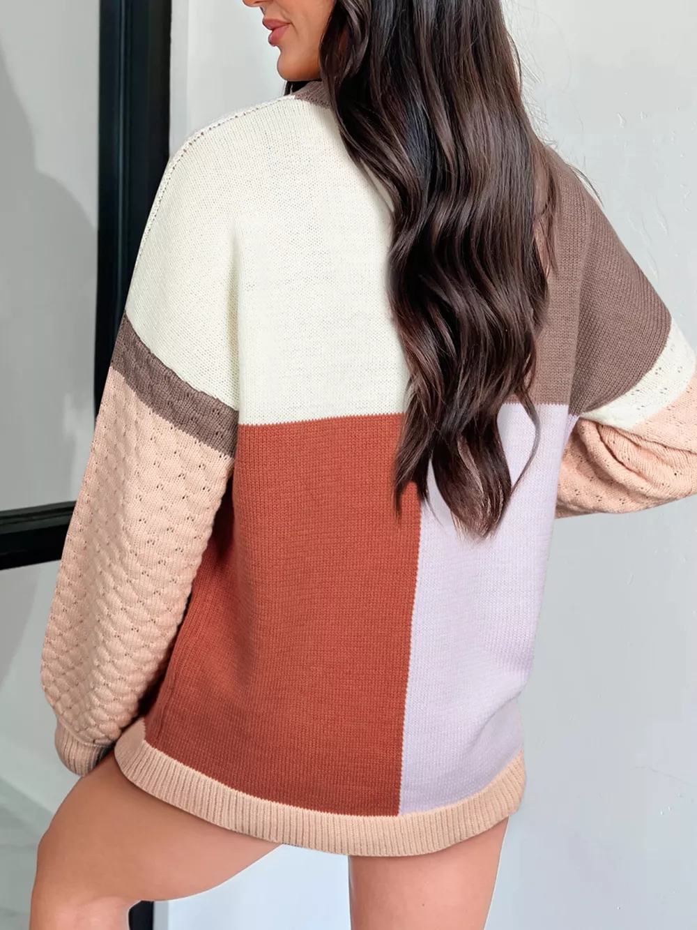 Color Block Textured Knit Sweater, image 2