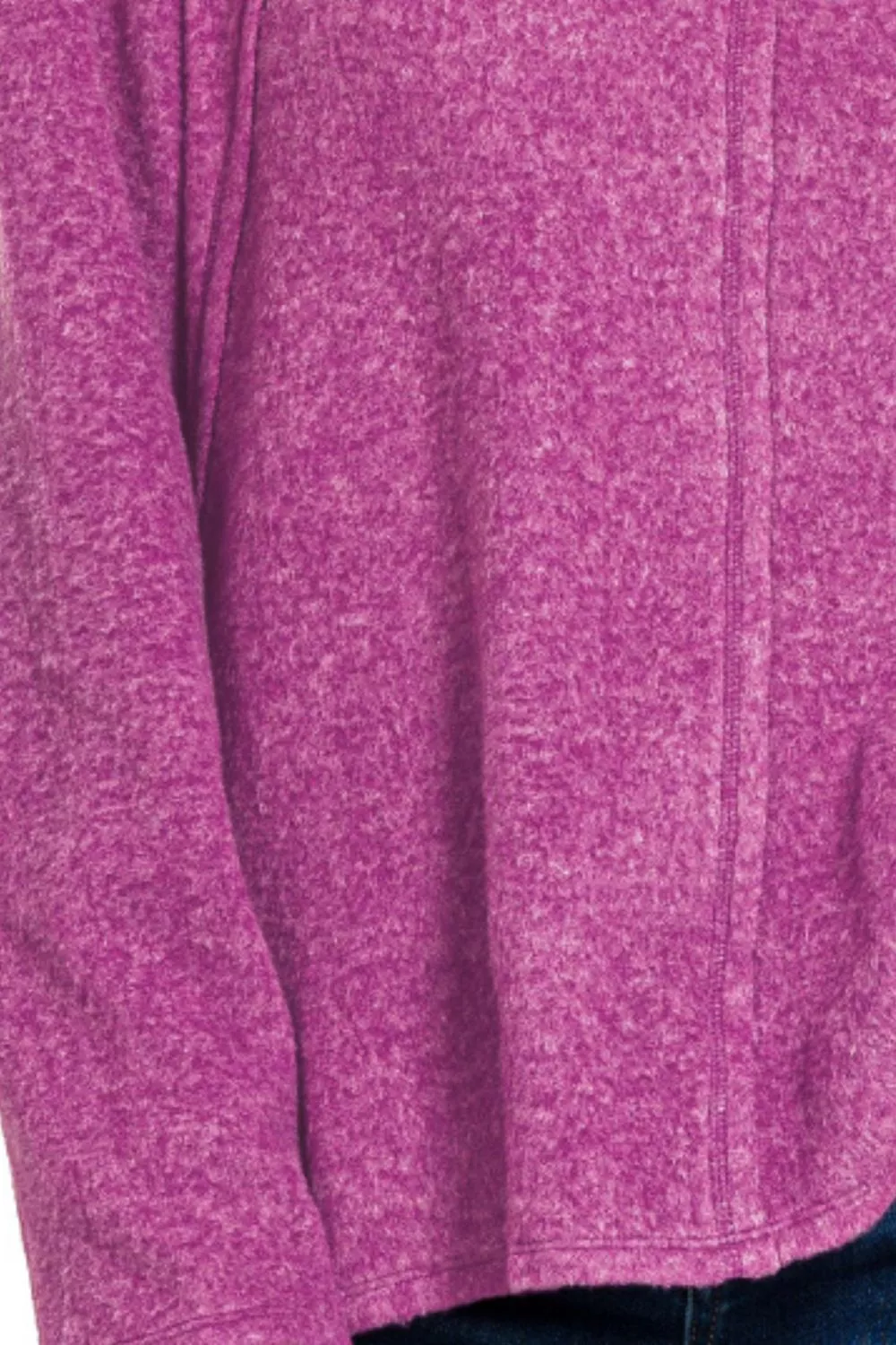 Brushed Hacci Exposed Seam Hi Low Sweater, image 3