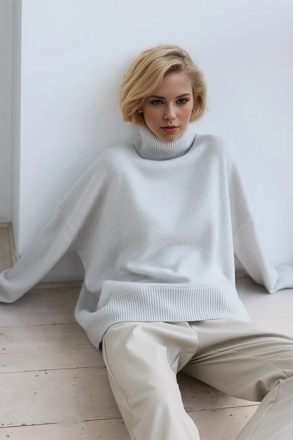 Turtleneck Dropped Shoulder Long Sleeve Sweater, image 26