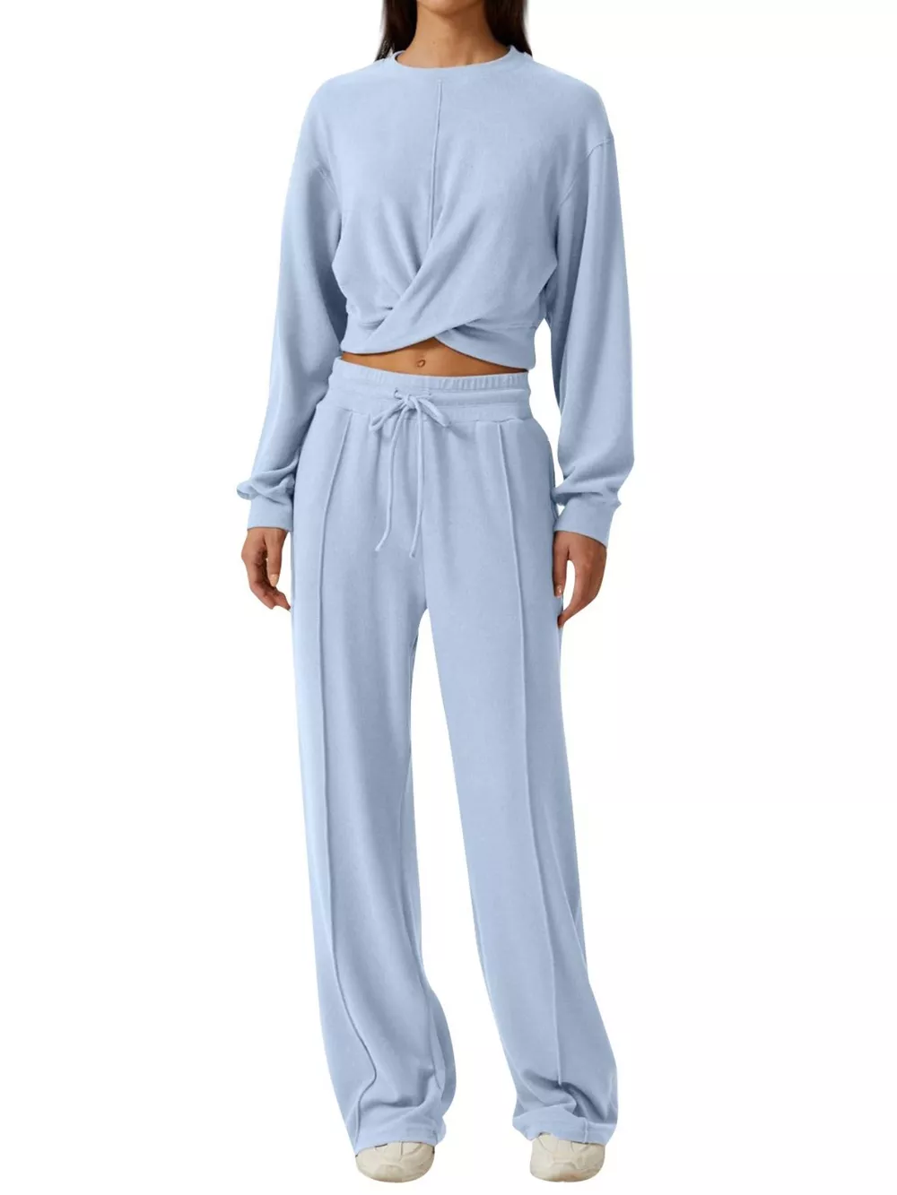 Twist-Front Long Sleeve Top and Pants Set, image 7